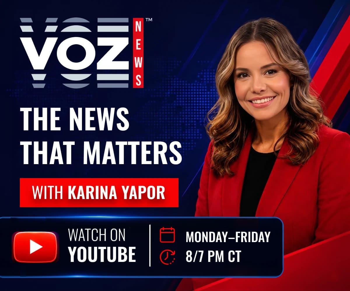 VOZ News display ad introducing Karina Yapor and inviting viewers to watch on YouTube