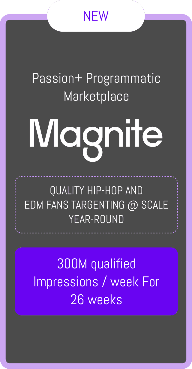 Passion+ Programmatic Marketplace — Magnite — 300M qualified Impressions / week for 26 weeks
